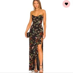 Katie May Black Floral Strapless Dress